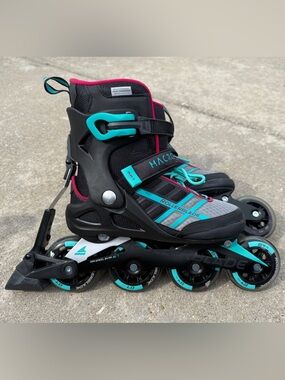 Rollerblade Macro Adjustable Women's Inline Skates in Black/Teal/Pink ABT brake